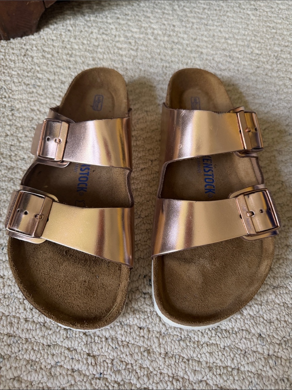 Birkenstock Arizona Metallic Copper Two-Strap Sandal
